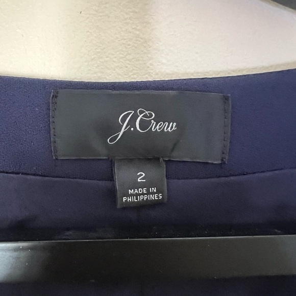 J. Crew Navy Blue 3/4 Sleeve Wrap Dress | 365 Crepe, Size 2 Like New - Picture 6 of 12